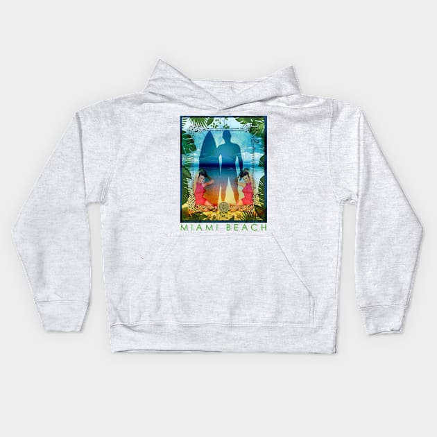 Miami Beach Shirt Kids Hoodie by TheLaundryLady